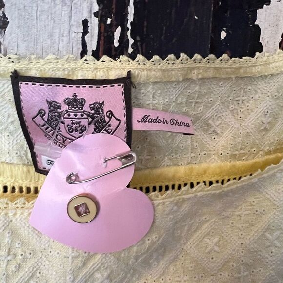 Women’s Juicy Couture Boho yellow lace and button tank top. Size XL - Picture 5 of 11